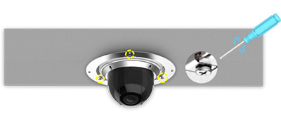 Recessed Mount with Mini PTZ Dome Camera installed in the wall